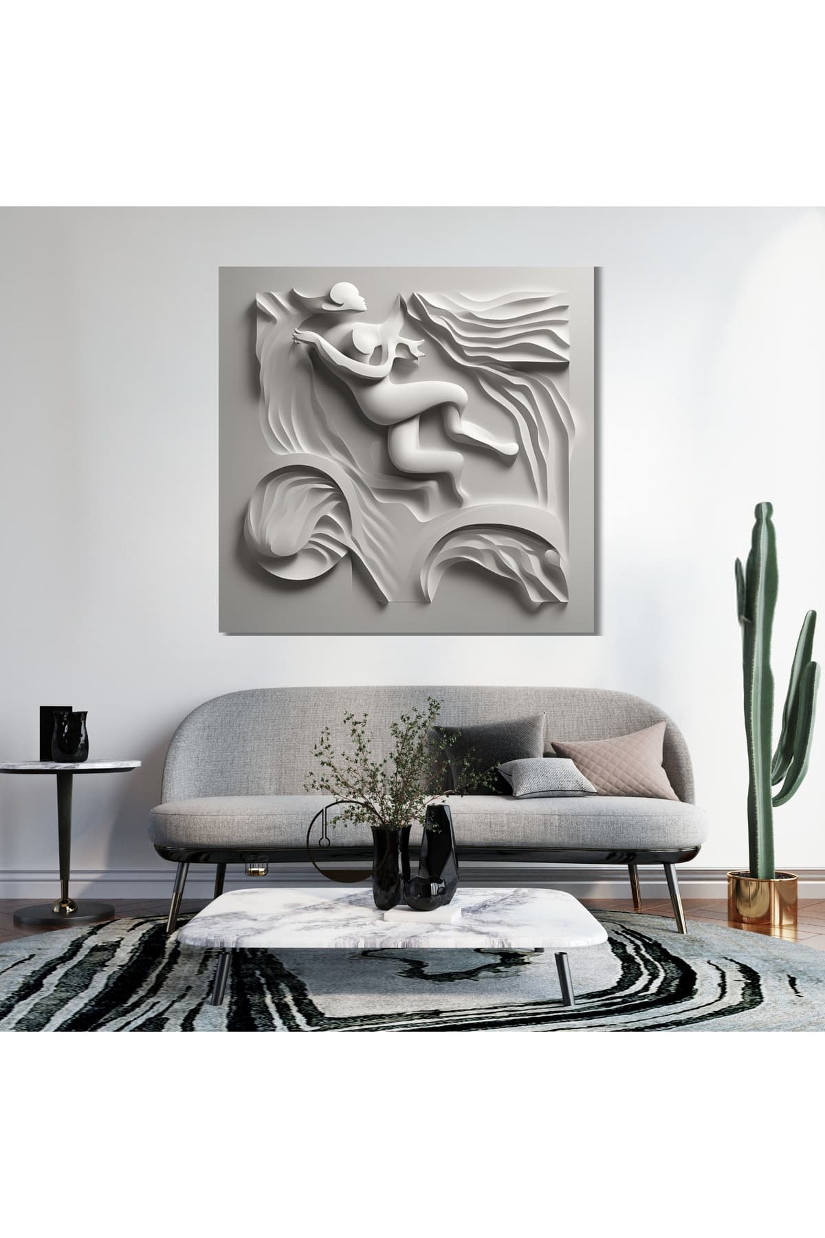 Ahşap Çerçeveli Modern Dekoratif Geometrik Kanvas Tablo